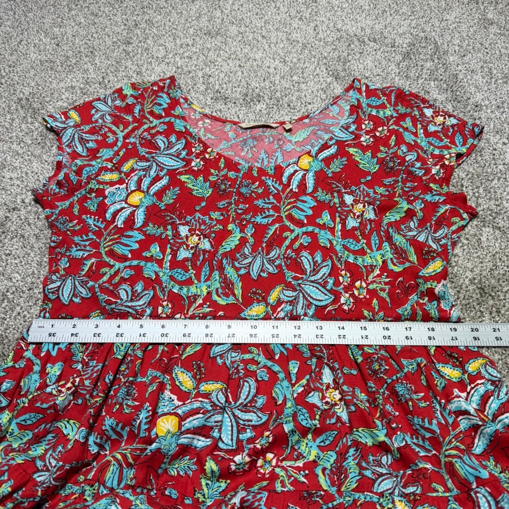 Soft Surroundings XL Kara Maxi Midi Dress Tiered Floral Red Teal - Picture 12 of 12